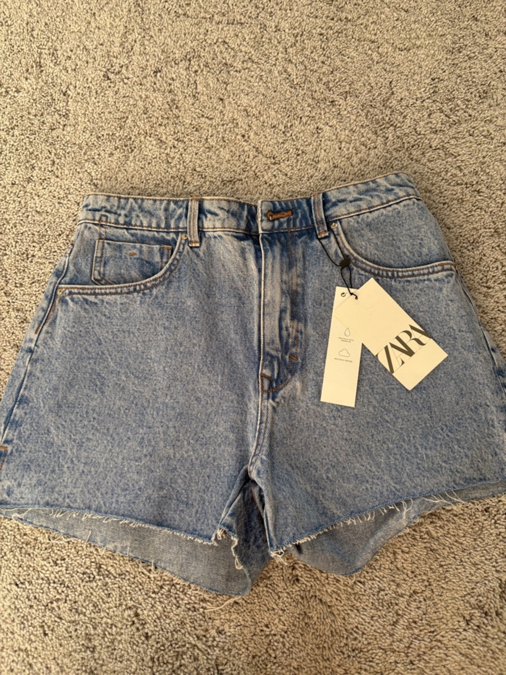 Zara Light Wash High-Rise Denim Shorts